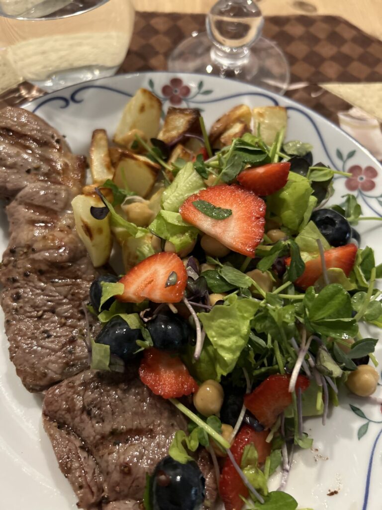 Lamb Chops and Berry Salad